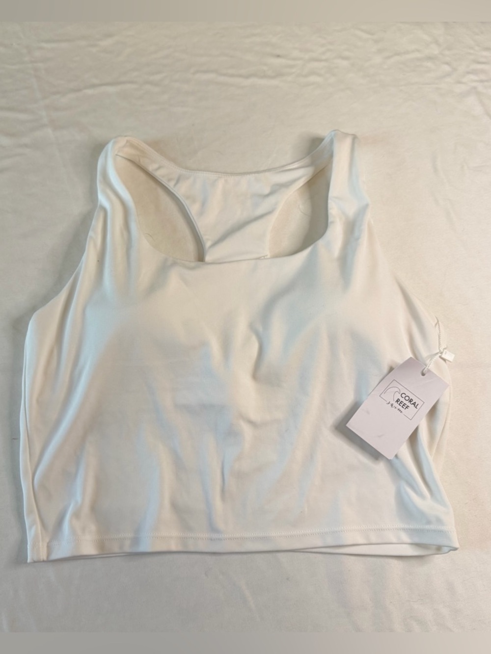 Coral Reef Swim White Crop Tank XXL 18/20 NWT Racerback Athletic Top